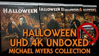 Halloween 4K UHD Scream Factory Michael Myers Collection BluRay unboxing Dolby Vision amp Dolby Atmos [upl. by Lindberg]