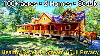 Tennessee Farmhouse For Sale  Acreage Log Cabins  Tennessee Property For Sale  100 acres [upl. by Negeam968]