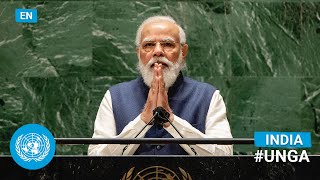 🇮🇳 India  Prime Minister Addresses United Nations General Debate 76th Session English  UNGA [upl. by Miculek]