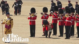 Soldier faints during trooping the colour rehearsal in London heatwave [upl. by Anivek]