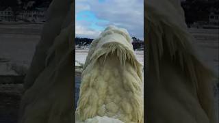 Stunning Natural Ice Sculptures Cover South Haven Michigan Lighthouse ice [upl. by Llesirg]