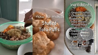 Steamed Stuffed Tofu Puff Recipe  Easy Chinese Food Recipe [upl. by Einitsed]