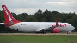 Corendon Airlines Europe B737800 Takeoff Groningen Airport Eelde [upl. by Ahsiekam428]