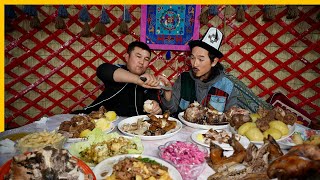 Crazy Stone Lamb with Nomad Family 🇰🇬 Local Market Street Food in Kyrgyzstan [upl. by Nossah]