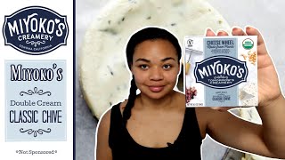 🧀 Trying Miyokos Vegan Double Cream Chive Cheese Wheel 🌱  Vegan Taste Test  Real Vegan Weightloss [upl. by Iadam]