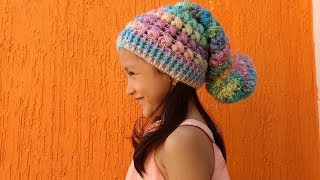 GORRO SLOWCHY A CROCHET PARA NIÑOS Y ADULTOS  SLOUCHY HAT TO CROCHET FOR CHILDREN AND ADULTS [upl. by Muscolo625]