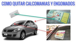 Como retirar las calcomanias engomados verificasiones de mi vehiculo facilmente [upl. by Mabel936]