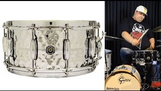 Caixa Gretsch Brooklyn Chrome Over Brass Hammered 14x65quot snare sound check [upl. by Yanahc500]