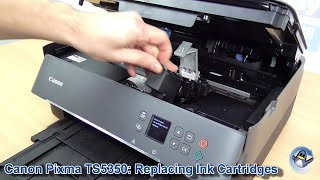 Canon Pixma TS5350 How to ChangeReplace Ink Cartridges [upl. by Karrah]