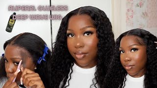 GLUELESS 9X5 CLOSURE WIG INSTALLBEGINNER FRIENDLY  ALIPEARL DEEP WAVE HAIR [upl. by Areema]