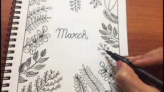 How to Draw Leaves and Botanicals  Doodle Leaves  Relaxing Journaling Beginner  Calendar Month [upl. by Egide]