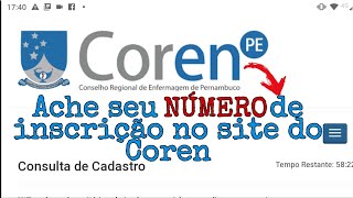 Como achar o número da inscrição do Coren Online [upl. by Blakelee]