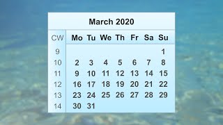 March 2020 Calendar [upl. by Base360]