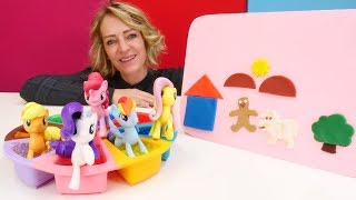 Nicoles Spielzeug Kindergarten  Die kleine Ponys kneten mit PlayDoh [upl. by Gninnahc]