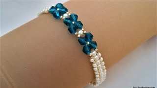 DIY elegant bracelet Beaded bracelet pattern for beginners [upl. by Nebuer402]