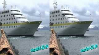 3DVideo Kreuzfahrtschiff MS Hamburg in Honnigsvag  Nordkap Norwegen am 14062012 [upl. by Raasch931]