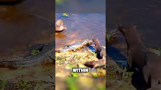 Crocodile vs Giant Otters A Fight for Survival shorts viralvideo [upl. by Evslin]