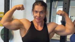 Beautiful muscular woman flexing big biceps [upl. by Edva]