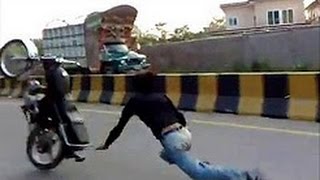 bike one whiling accident in pakistan 2016 [upl. by Lainahtan]