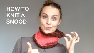 How to make a Pink Snood Cowl Scarf KNITTING  BarbaraNalewko [upl. by Augustina581]