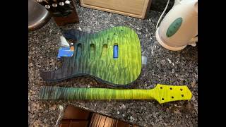 StainingDyeing Warmoth body and neck PRS Laguna Dragon Breath color scheme [upl. by Ayifa]