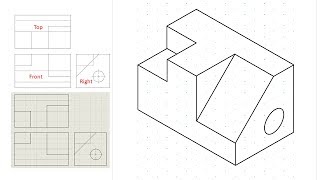 Isometric view drawing example 1 easy Links to practice files in description [upl. by Pearle]