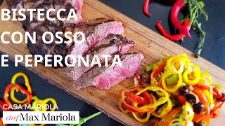 BISTECCA CON LOSSO IN PADELLA e Contorno di Peperonata  Ricetta di Chef Max Mariola [upl. by Nylitsirk]