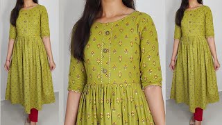 Naira Style Kurti design Cutting and Stitching  kurti neck design Frock suit cutting amp stitching [upl. by Nothsa]