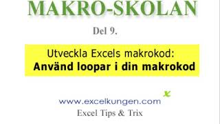 Excelmakroskolan del 9  Loopar och slingor i VBA [upl. by Pazit]