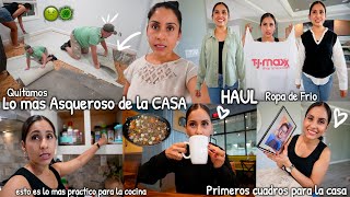 QUITAMOS LA ALFOMBRA demasiado asquerosa🤢 Haul de TJmax Ropa de Frio🧥Poniendo retratos🖼️ Desayuno☕️ [upl. by Ahsinad]