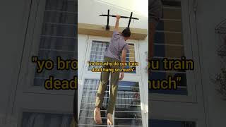 Why grip Strength is Literally a Life Saver💪 pullups deadhang challenges memes calisthenics [upl. by Ahsinit]