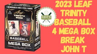 2023 LEAF TRINITY BASEBALL 4 MEGA BOX PERSONAL BREAK FOR JOHN T  LIVE 1042024 [upl. by Yecrad]