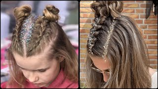 Trendy Glitter Hairstyle For Beginner ideas  Peinado con brillo [upl. by Gitel]