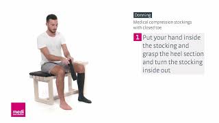 Donning mediven for Men Medical Compression Stockings Closed Toe [upl. by Clary]