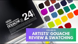 Holbein Artists Gouache 24 Set Colors Review amp Swatching [upl. by Merlina539]