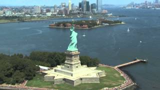 Statue of Liberty Helicopter Tour Aerial View HD Video Footage of New York City NYC and Manhattan [upl. by Ahtis]