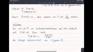 6 Bedingte Wahrscheinlichkeit und stochastische Unabhängigkeit [upl. by Yc]