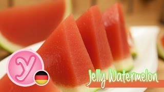 JELLY WASSERMELONE  Wackelpudding  Foodlove aus dem Internet Agar Agar  vegan [upl. by Lilak]