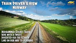 4K CABVIEW Scenic Train Ride On The Bergen Line With A Twist Diverted Over The Gjøvik Line [upl. by Winne]