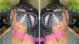 Criss Cross Braids with Curly Pieces 🦋 [upl. by Elyrrad]