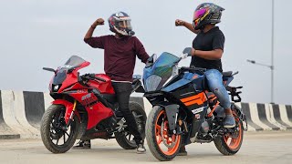 2024 KTM Rc200 Vs R15M Race  Comparison [upl. by Hajidak]