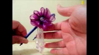 Clases de manualidades moño rosas de organza para el cabello [upl. by Harad]