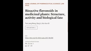 Bioactive flavonoids in medicinal plants Structure activity and biological fate  RTCLTV [upl. by Mott]