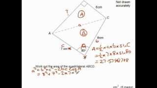 GCSE Maths Revision Exam paper practice Cosine rule and area of any triangle [upl. by Eisiam]