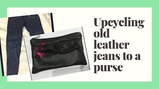 Diy  How to upcycle a leather purse from an old jeans [upl. by Netniuq]