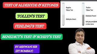 TOLLENS FEHLINGS BENEDICT S amp SCHIFFS TEST FOR ALDEHYDES  ALDEHYDE KETONE CHEMISTRY CLASS 12 [upl. by Lotus]