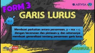 ArviaClass Part 17 Math F3  Bab 9 Garis Lurus  Persamaan garis lurus kecerunan dan pintasany [upl. by Eolhc]