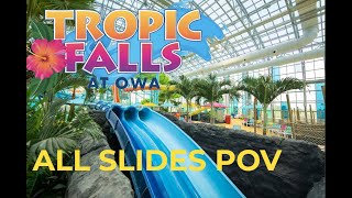 4K ALL WATERSLIDES POVs At NEW Tropical Falls Indoor Waterpark Foley Alabama At Park At OWA [upl. by Otrebmal]