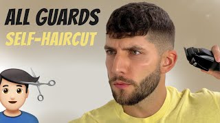 All Guards w Scissors SelfHaircut Tutorial  How To Cut Mens Hair [upl. by Sinclair222]