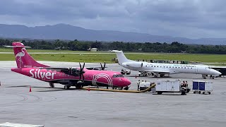 AVIONES SE PREPARAN PARA OPERAR EN EL AEROPUERTO INTERNACIONAL DEL CIBAO  airport plane flight [upl. by Aivitnahs813]